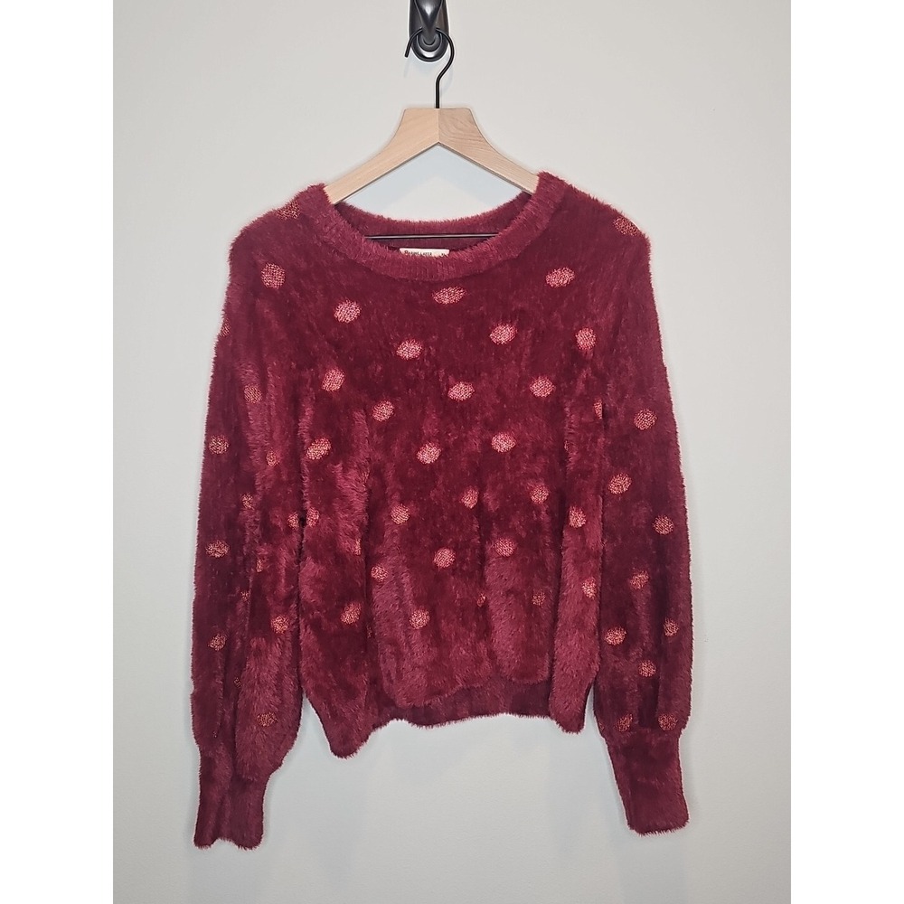 Marine Layer Women's‎ Burgundy Arielle Sweater Lurex Dot Size XL
